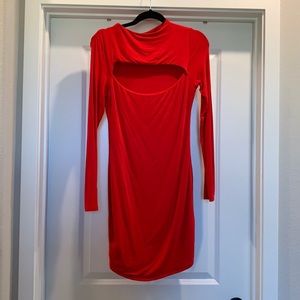 Naked Wardrobe red long sleeve body con dress